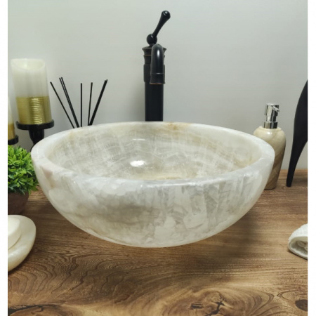 Накладная раковина из оникса Indo Bowl white Small TinLip BO-00326 фото