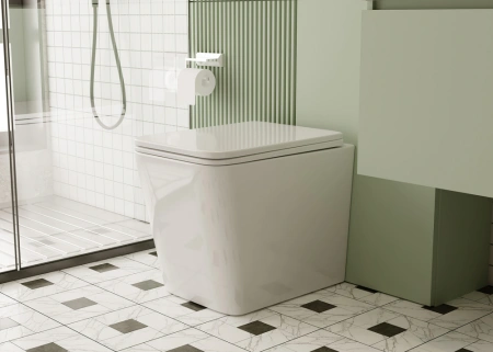 Приставной унитаз безободковый Abber Rechteck AC1211 с сиденьем фото