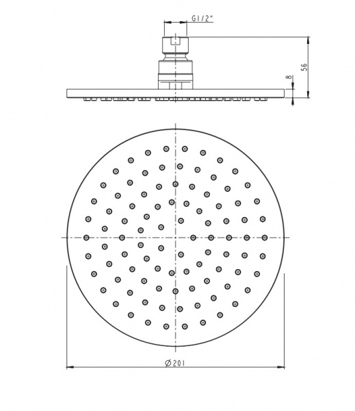 Верхний тропический душ Omnires Slimline WG120BL черный фото