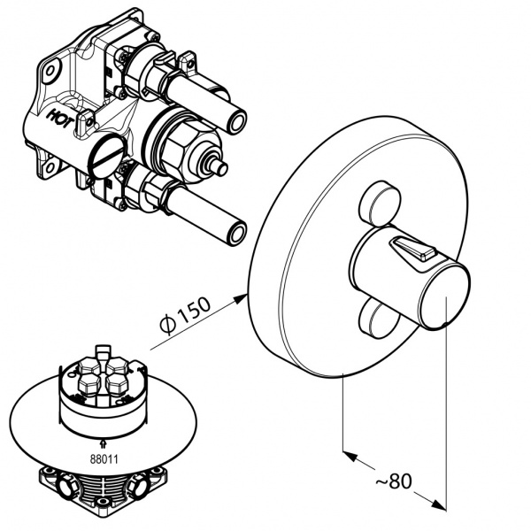Термостат для ванны встраиваемый Kludi Push 388120538 фото