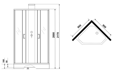 Душевая кабина Grossman Elegans GR251D 90x90 черная фото