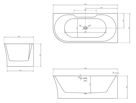 Ванна акриловая Abber AB9335-1.7 R 170x78 фото