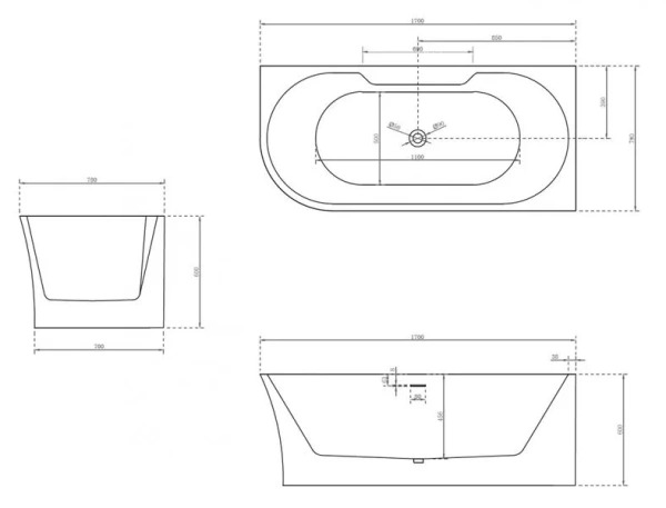 Ванна акриловая Abber AB9335-1.7 R 170x78 фото