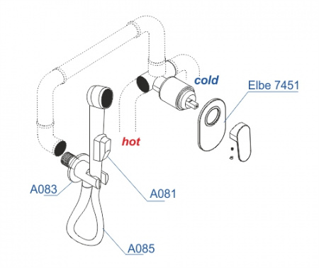 Гигиенический душ со смесителем WasserKRAFT Elbe A117451 фото