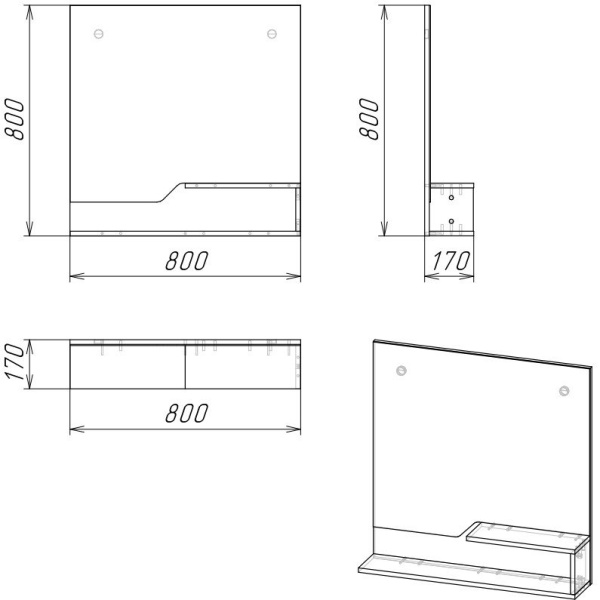Зеркало с полочкой Grossman Лайф-80 208008 фото