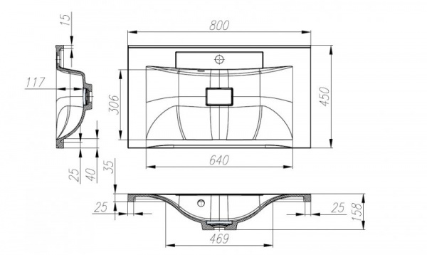 Раковина BelBagno Marino BB800/450-LV-MR-PR 80 см фото