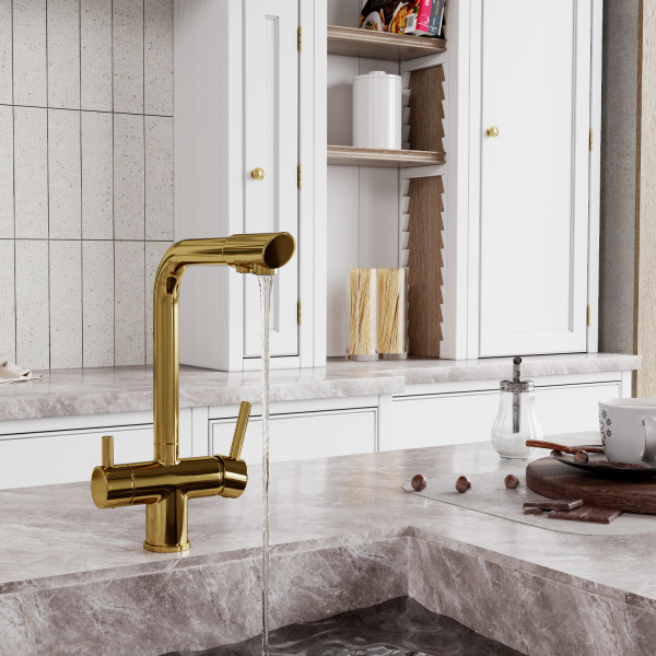 Смеситель для кухни под фильтр WasserKRAFT A8377 глянцевое золото фото