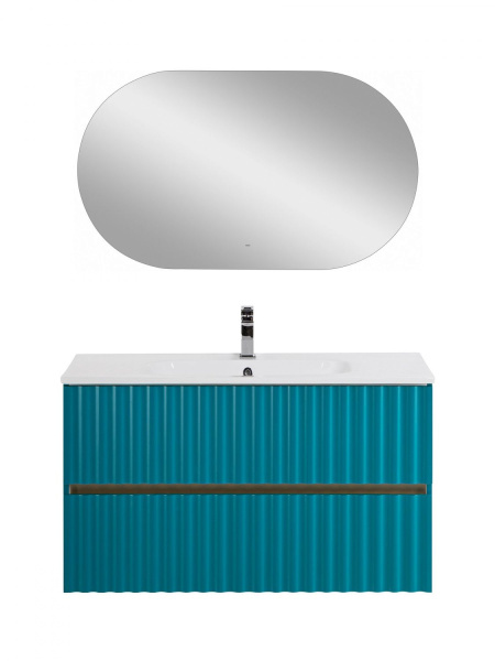 Тумба под раковину Art&Max Elegant AM-ELEGANT-1000-2C-SO-TM-LED бирюзовая матовая / с подсветкой фото
