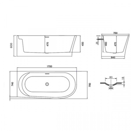 Акриловая ванна Vincea VBT-301-1700L 170х78 фото