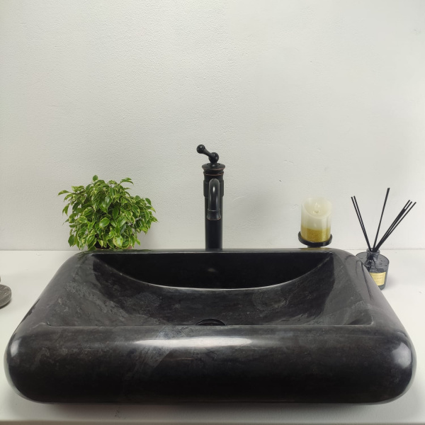 Накладная раковина из мрамора Kotak Luncur bibir Black KL-00863 (70*40*15) фото