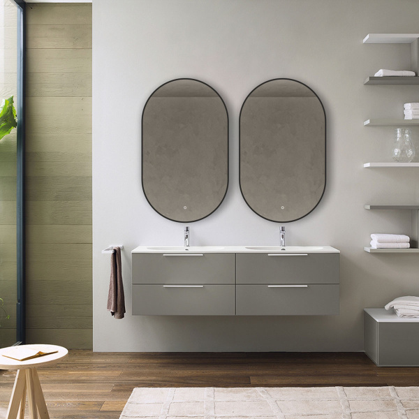 Зеркало с подсветкой Vincea LED VLM-3AU900B-2 черное, c сенсорным выключателем и диммером, с функцией антизапотевания 50x90 фото