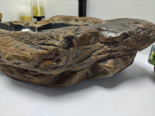 Накладная раковина из окаменелого дерева FSB-0408 (76*41*17) фото