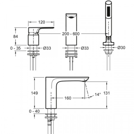 Смеситель на борт ванны Jacob Delafon Aleo+ E72330-CP фото