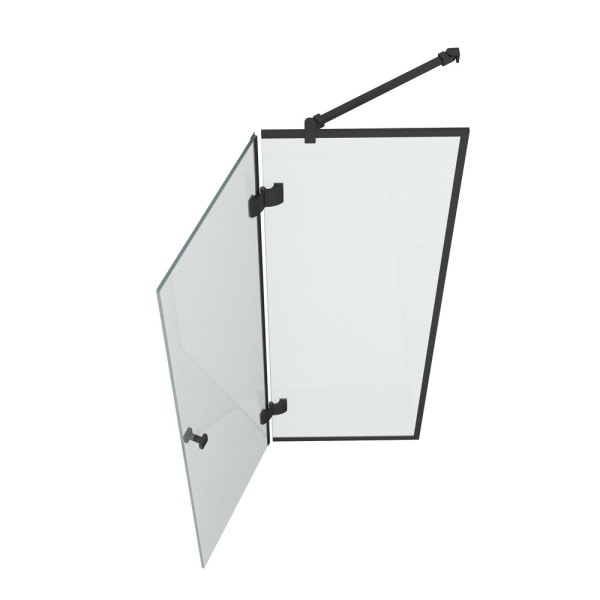 Стеклянная шторка на ванну распашная D&K Matrix DG1109025 90 см черная матовая прозрачное стекло фото