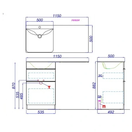 Тумба под стиральную машину Aqwella Terra 115 TER01052NDB дуб балтийский фото
