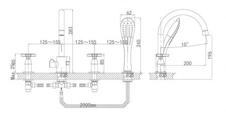 Смеситель на борт ванны D&K Goethe Hessen DA1384941 фото