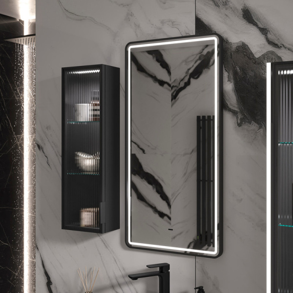 Зеркало с подсветкой, сенсорным выключателем EQUIL Stoune zkSTOUNE50-15 50x90, черное фото