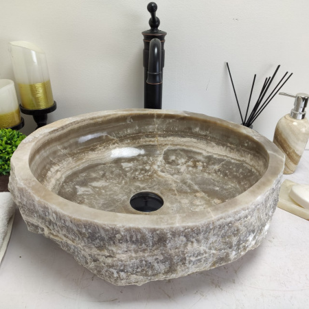 Накладная раковина из оникса Erozy Grey EO-00752 (47*40*15) фото