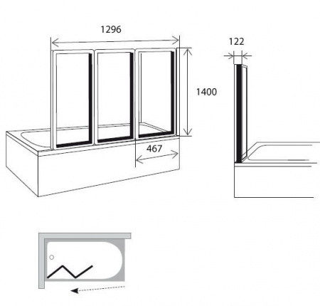 Шторка для ванны складная Ravak Supernova VS3 130 795V0100Z1 белый/transparent прозрачное стекло фото