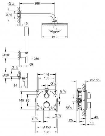 Душевая система скрытого монтажа Grohe Grohtherm 34732000 фото
