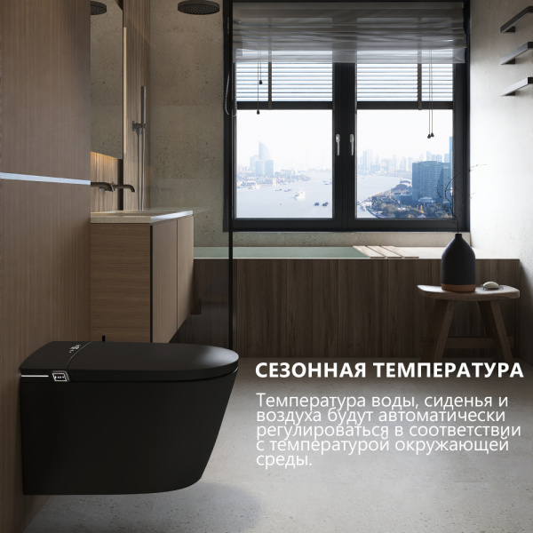 Электронный унитаз-биде импульсный Abber Bequem AC1121SMB черный матовый фото