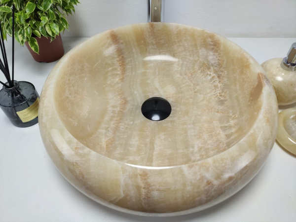 Накладная раковина из оникса Donut Yellow Small DO-01006 (45*45*13) фото