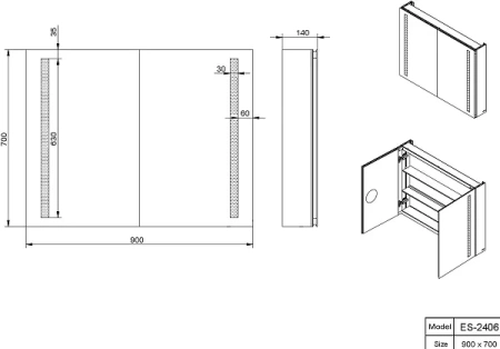 Зеркало-шкаф Esbano ESMS2406 фото