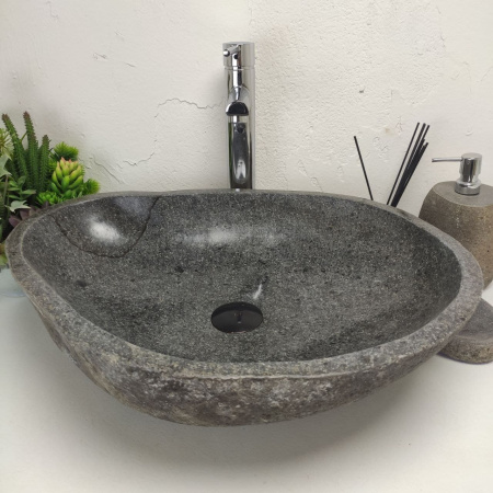 Накладная раковина из речного камня RS01379 (57*44*15) фото