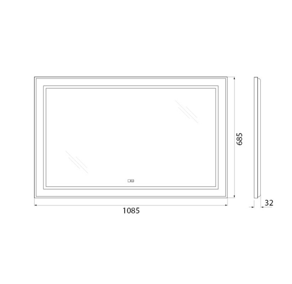 Зеркало с подсветкой, сенсорным выключателем и подогревом BelBagno SPC-KRAFT-1085-685-TCH-WARM-NERO 108x68 черное фото