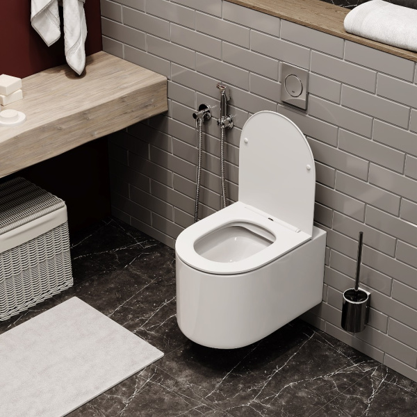 Унитаз подвесной безободковый Cerutti SPA Tanaro Aria CT9236 с сиденьем, белый матовый фото