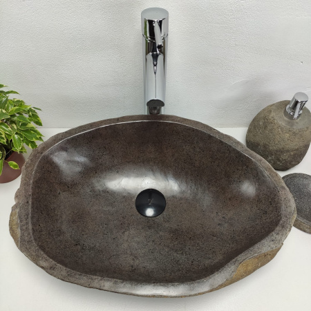 Накладная раковина из речного камня RS0900 (53*37*15) фото