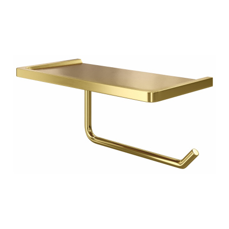 Держатель для туалетной бумаги с полочкой WasserKRAFT K-1625 матовое золото фото