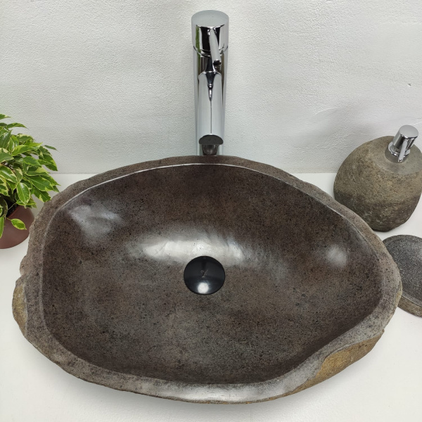 Накладная раковина из речного камня RS0900 (53*37*15) фото