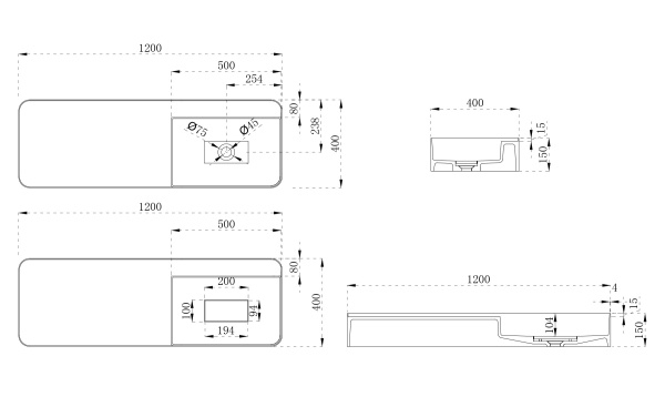 Подвесная раковина Abber Stein AS2627-1.2 120x40 белая матовая фото