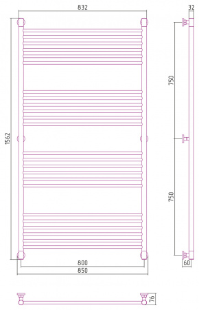 Полотенцесушитель водяной Сунержа Богема+ 150х80 прямой с защитой 00-0220-1580 фото