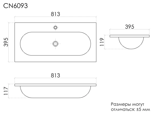 Раковина Ceramicanova Калиста (Calista) CN6093 81x39 фото