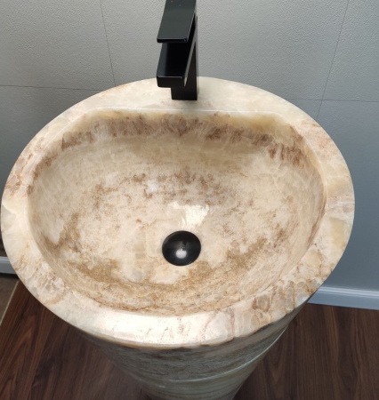 Раковина напольная из оникса Yellow ON-01343 (45*45*90) фото