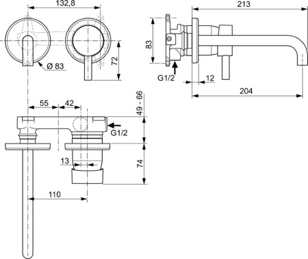 Настенный смеситель для раковины Ideal Standard CERALINE A6938XG фото