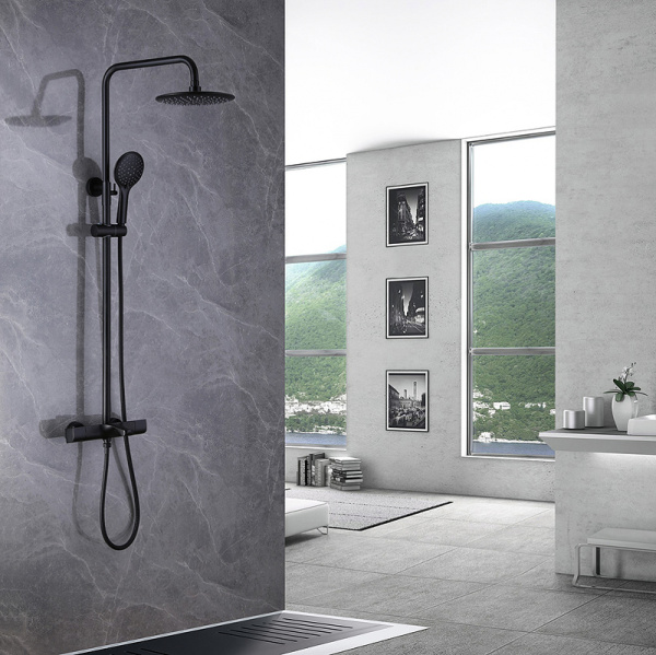 Душевая система Abber Thermostat AF8516B Черная матовая фото