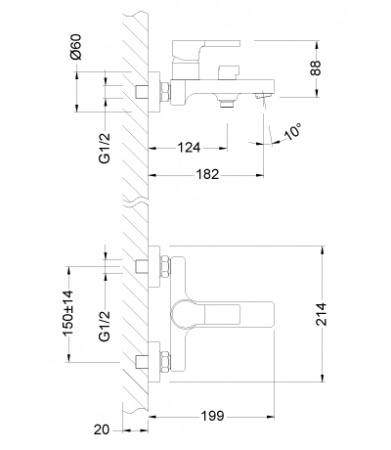 Смеситель для ванны с душем Lemark Aura LM0614C фото
