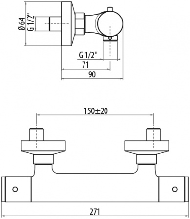 Термостатический смеситель для душа Gattoni Termostatici TS22522C0cr фото