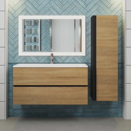 Тумба под раковину Uperwood Barsa 100 293020540 черная/дуб сонома фото