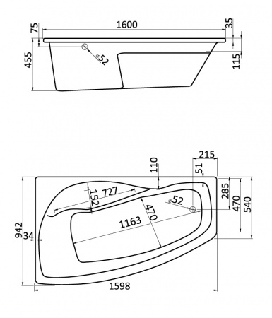 Акриловая ванна Santek Майорка XL 1.WH111991 160x95 L фото