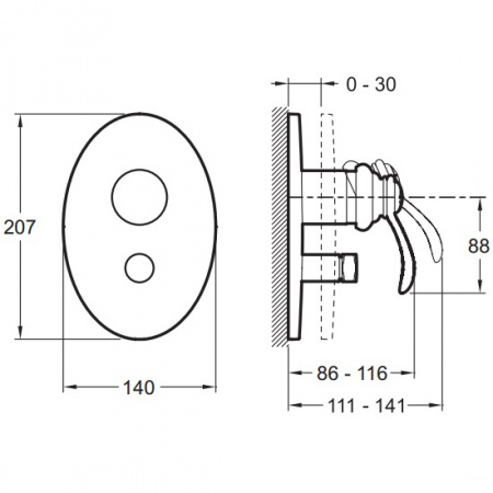 Смеситель для ванны и душа Jacob Delafon Fairfax E98722-CP фото