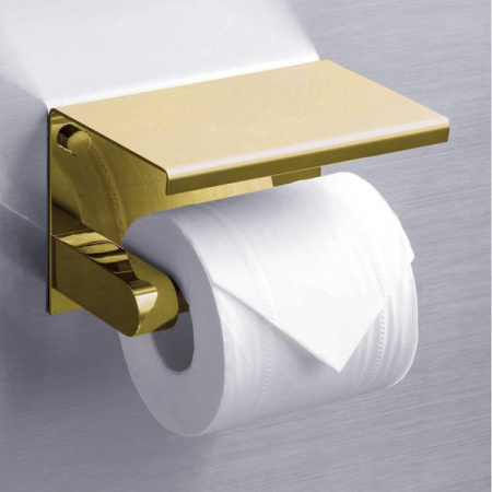 Держатель туалетной бумаги с полкой для телефона Rush Edge ED77141 Gold фото