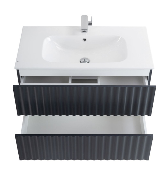 Тумба с раковиной Art&Max Elegant AM-ELEGANT-900-2C-SO-GM-LED серый матовый / с подсветкой фото