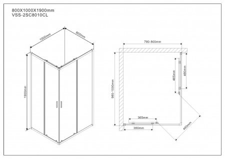 Душевой уголок Vincea Scala VSS-2SC8010CL 100x80 фото