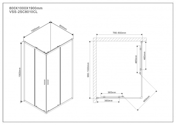 Душевой уголок Vincea Scala VSS-2SC8010CL 100x80 фото