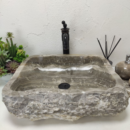 Накладная раковина из оникса Erozy Grey EO-01563 (55*45*15) фото