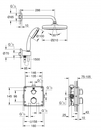 Душевая система скрытого монтажа Grohe Grohtherm 34729000 фото